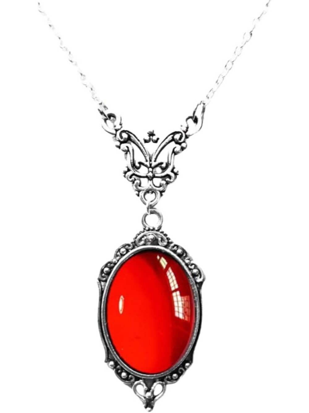 Women's Red Gothic Vampire Blood Cameo Pendant Vintage Witch Choker Necklace